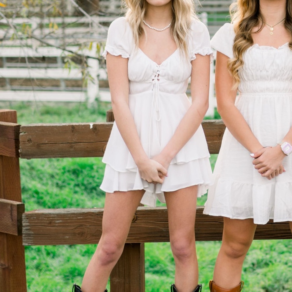 White Ruffle Dress - Picture 5 of 6